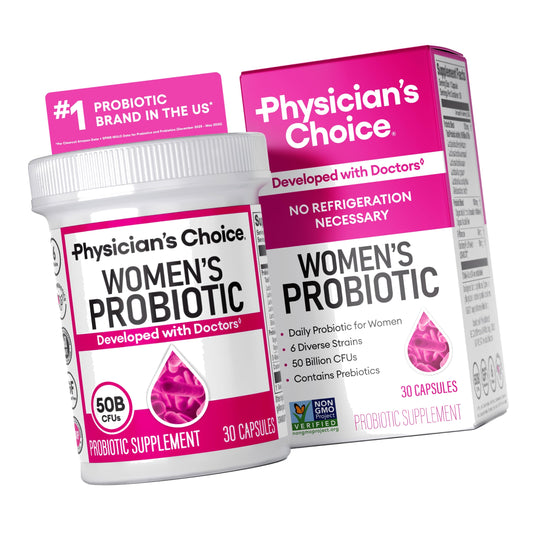 Physician's CHOICE Probiotics for Women - PH Balance, Digestive, UT, & Feminine Health - 50 Billion CFU - 6 Unique Strains for Her - Organic Prebiotics, Cranberry Extract+ - Women Probiotic - 30 CT