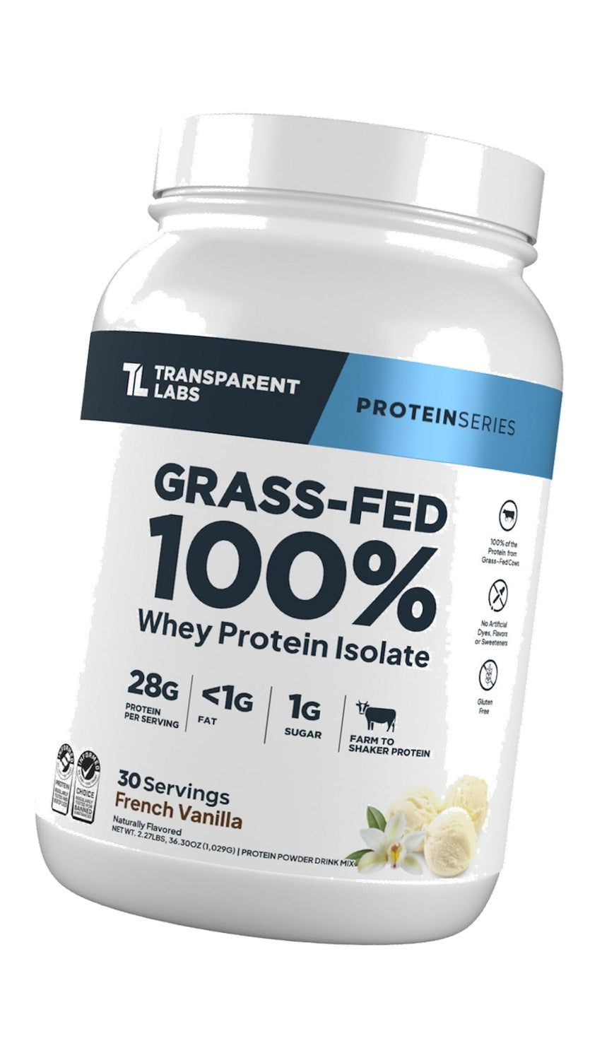 Transparent Labs Grass-Fed Whey Protein - 30 Servings, French Vanilla