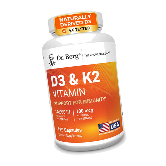 Dr. Berg Maximum Strength 7-in-1 Vitamin D3 K2 10,000 IU | Naturally Derived D3 | 4X Lab-Tested & Verified | High Absorption Formula | K2 D3 Vitamin Supplement | 120 Capsules