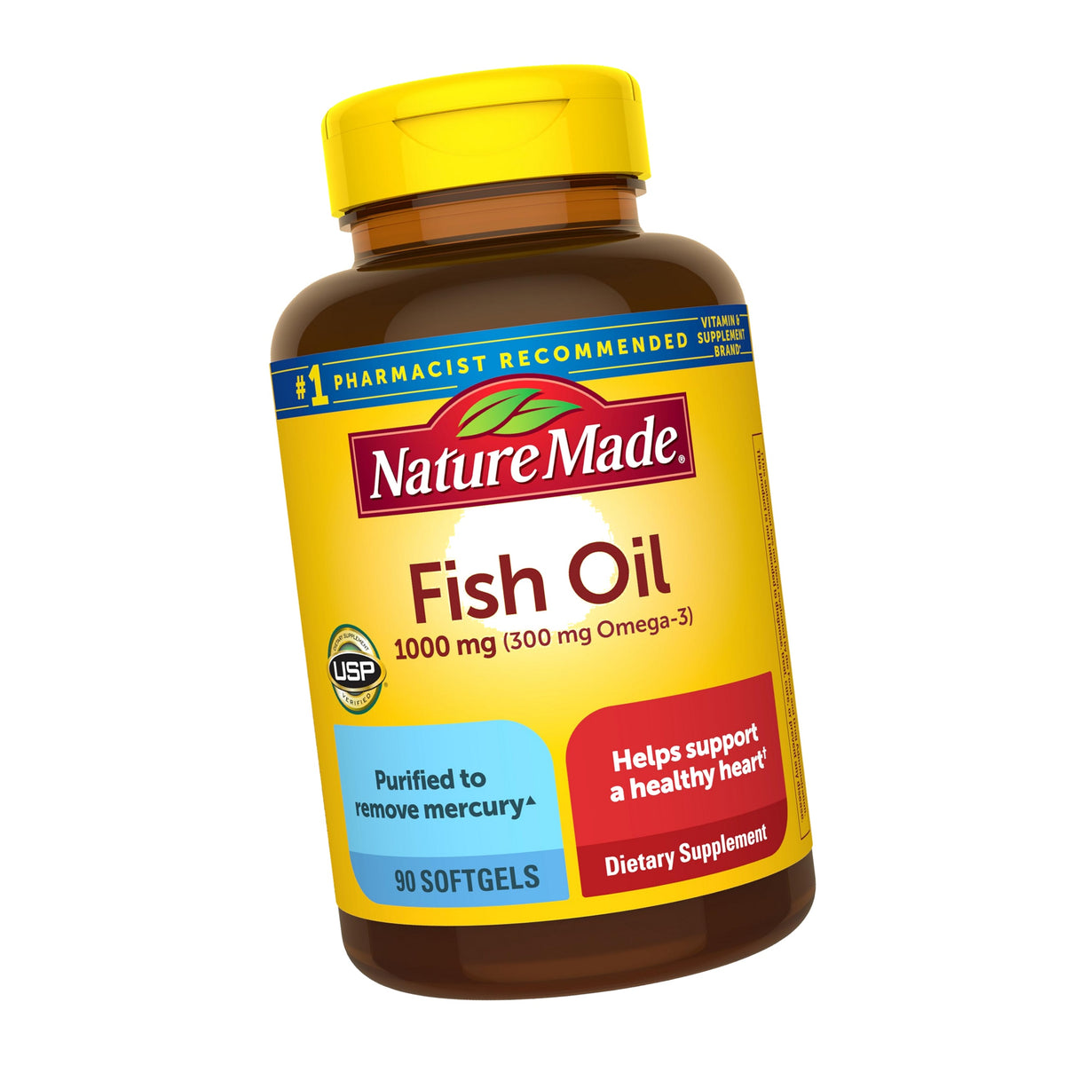 Nature Made Fish Oil Omega 3 Supplements, 1000 mg Softgels, 90 Softgels