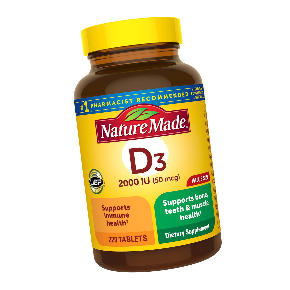 Nature Made Vitamin D3 2000 IU (50 mcg), 220 Vitamin D Tablets