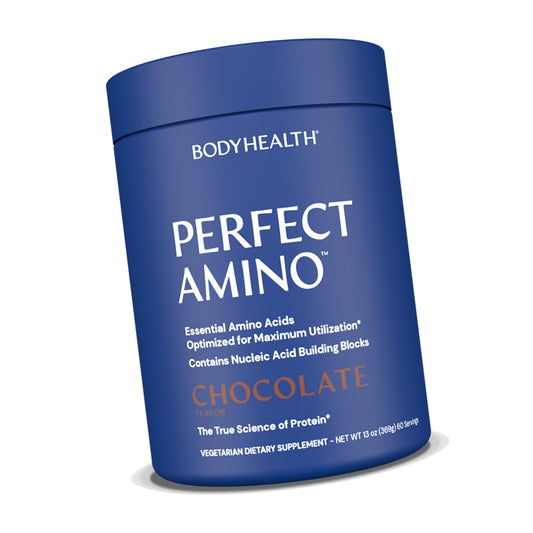 BodyHealth PerfectAmino Powder - BCAA and EAA Powder for Pre and Post Workout - Amino Acid Energy Drink for Men and Women to Support Lean Muscle and Recovery - Chocolate - 60 Servings
