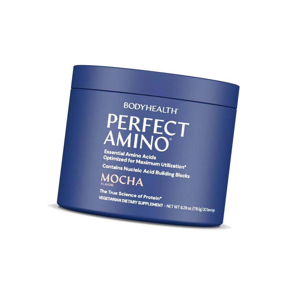 BodyHealth PerfectAmino Powder - BCAA and EAA Powder for Pre and Post Workout - Amino Acid Energy Drink for Men and Women to Support Lean Muscle and Recovery - Mocha - 30 Servings