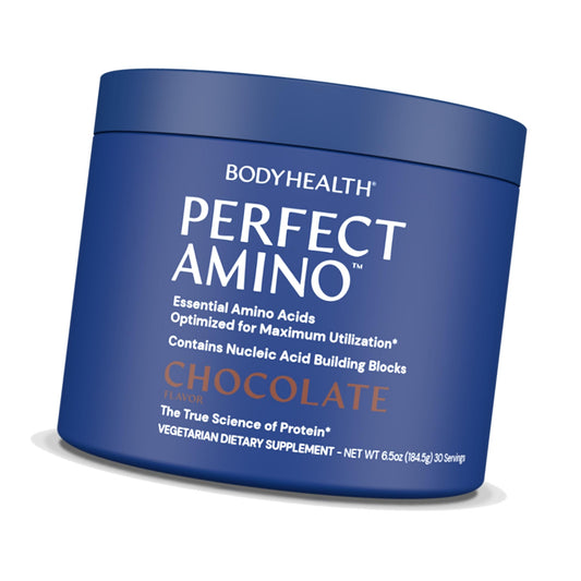 BodyHealth PerfectAmino Powder - BCAA and EAA Powder for Pre and Post Workout - Amino Acid Energy Drink for Men and Women to Support Lean Muscle and Recovery - Chocolate - 30 Servings