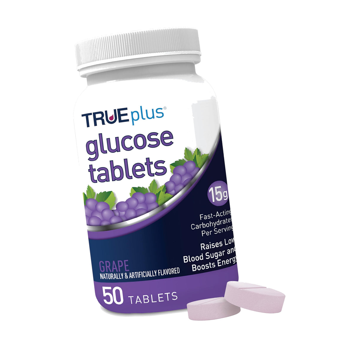 TRUEplus Glucose Tablets, Grape Flavor, 50 Count