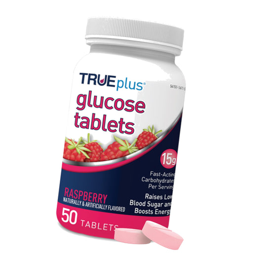 TRUEplus Glucose Tablets, Raspberry Flavor, 50 Count
