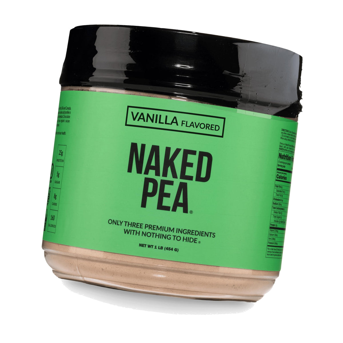 NAKED Vanilla Pea Protein Isolate from North American Farms, Only 3 Ingredients, Vanilla Vegan Protein, NSF Certified, Gluten-Free, Soy Free, GMO Free - 1LB