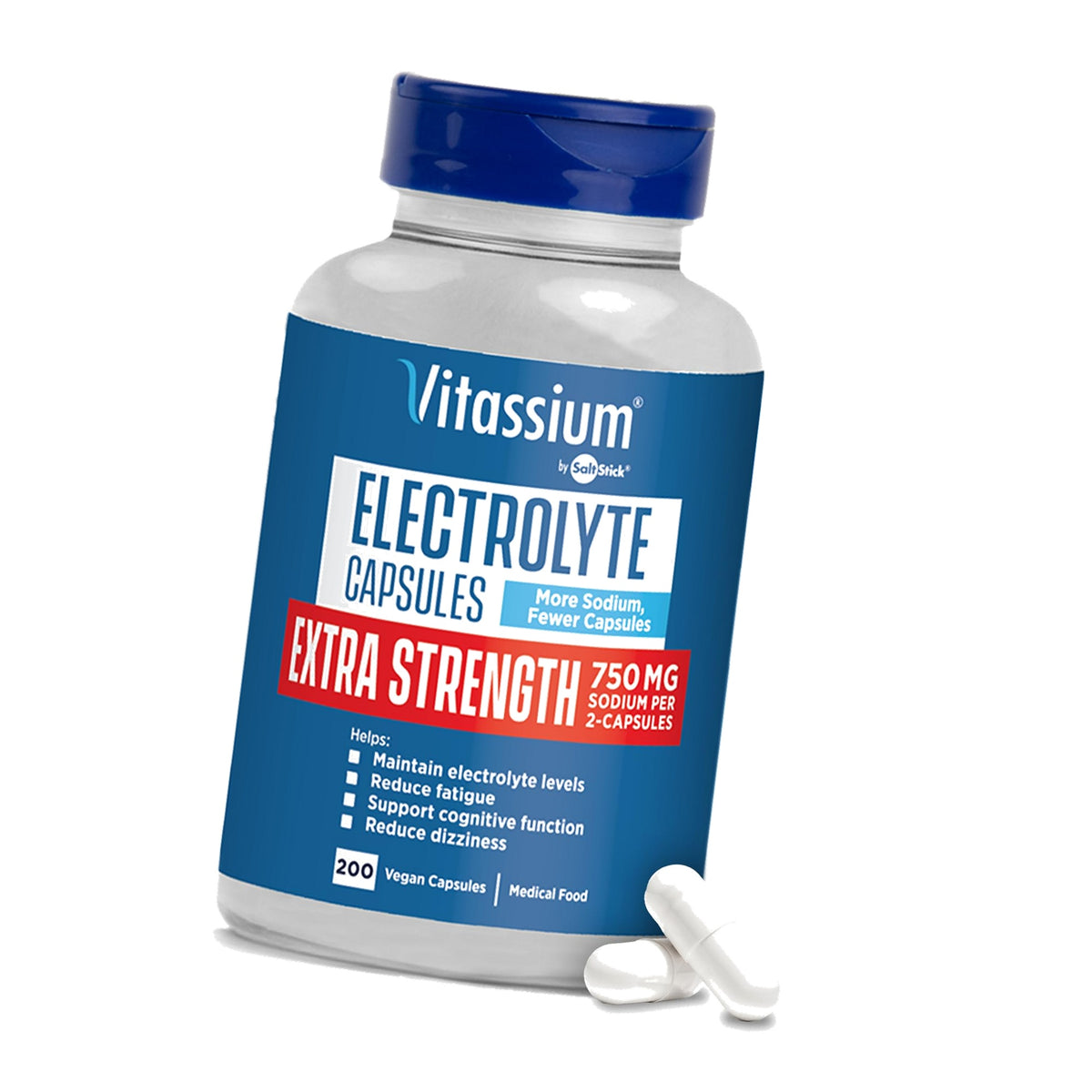 Vitassium Salt Pills Plus Strength For POTS Scientifically Formulated 200ct
