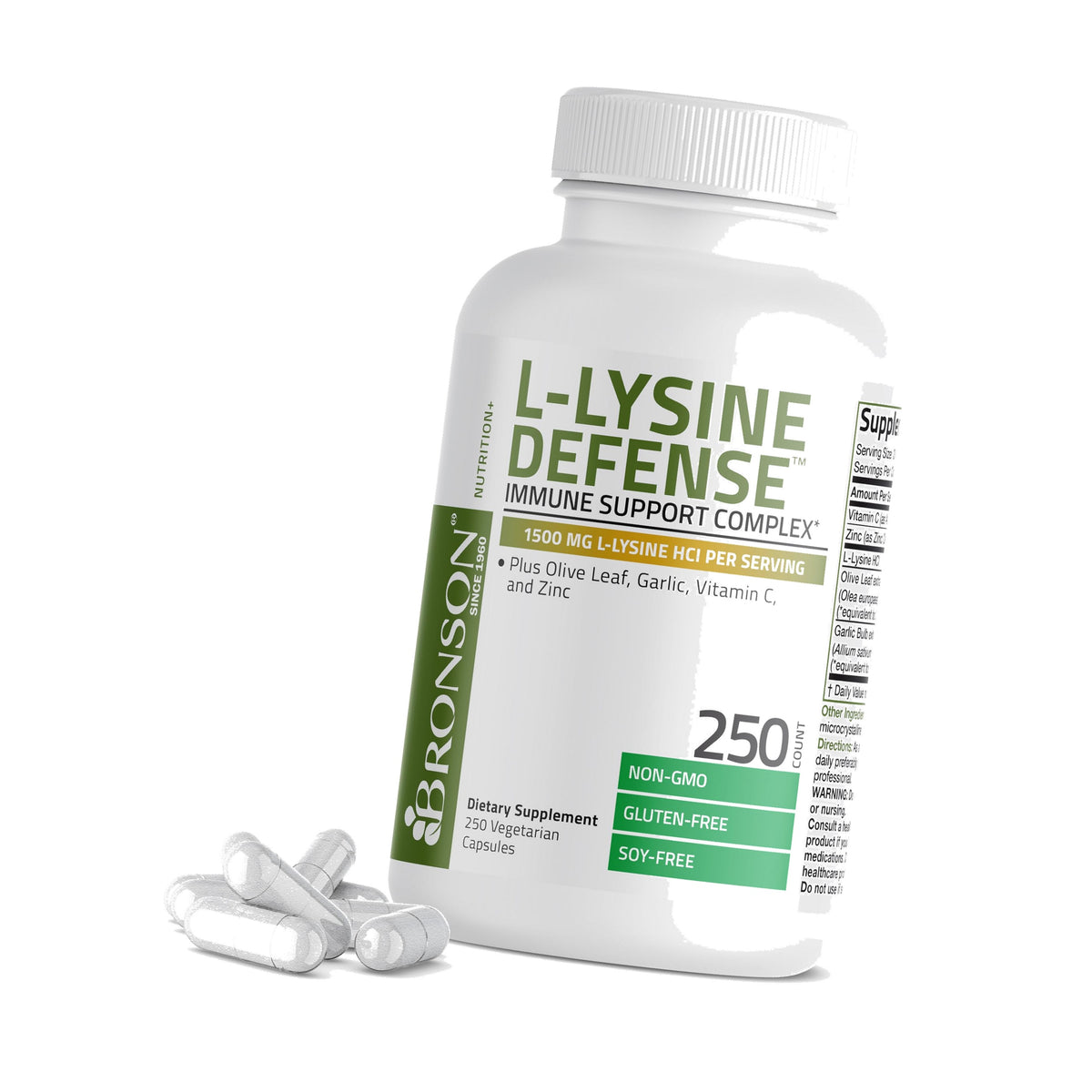 Bronson L-Lysine Defense Immune Support Complex, 1500 mg, 250 Capsules