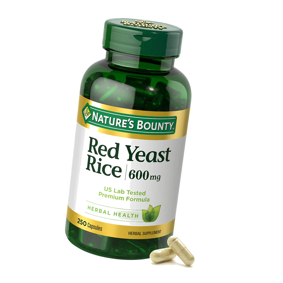 Nature's Bounty Red Yeast Rice, Herbal Supplement, 600mg, 250 Capsules