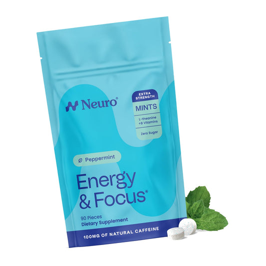 Neuro Energy & Focus Mints, Extra Strength, Peppermint, 90 Count