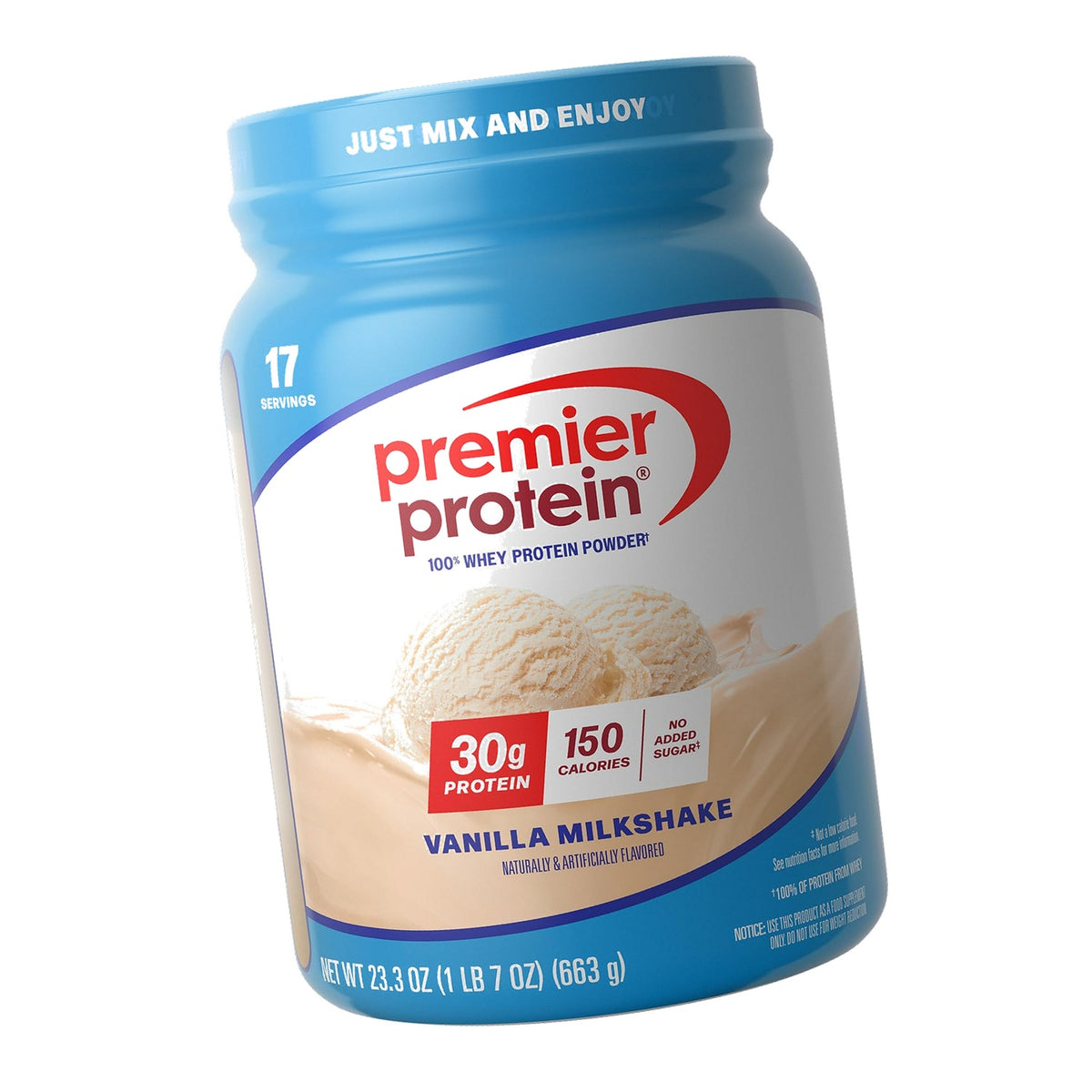 Premier Protein 30g High Protein Powder, 100% Whey, Vanilla, 17 Servings