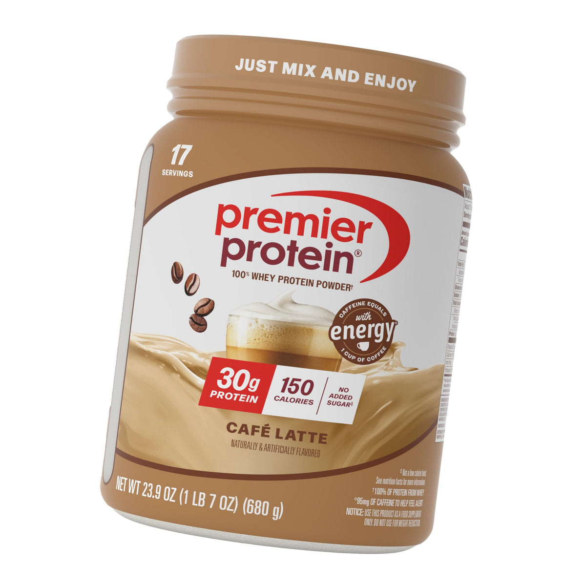 Premier Protein 30g High Protein Powder, 100% Whey, Café Latte, 17 Servings