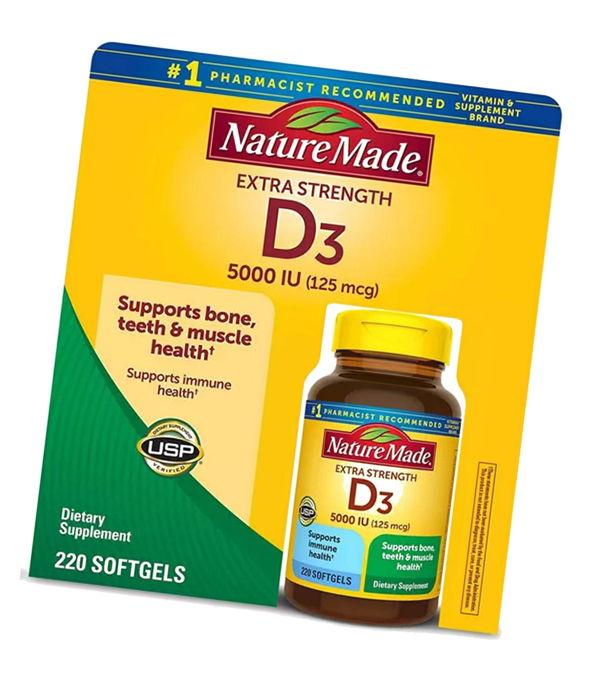 Nature Made Vitamin D-3 5000IU 220 Count Softgels