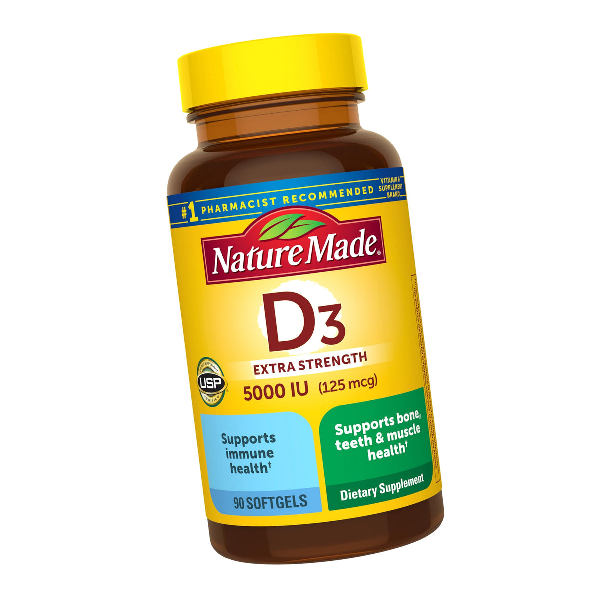 Nature Made Vitamin D3 5000 IU (125 mcg), 90 Vitamin D Softgels