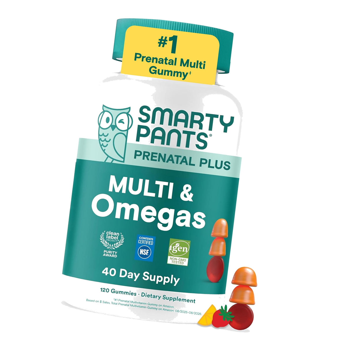 SmartyPants Prenatal Multivitamin Gummies, Vitamin D & C, Omega 3, 120 Ct