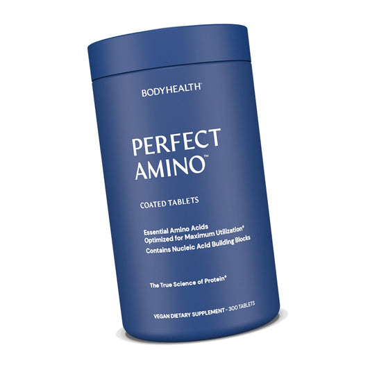 BodyHealth PerfectAmino (300 ct) Easy to Swallow Tablets, Essential Amino Acids Supplement with BCAAs, Vegan Protein for Pre/Post Workout & Muscle Recovery with Lysine, Tryptophan, Leucine, Methionine