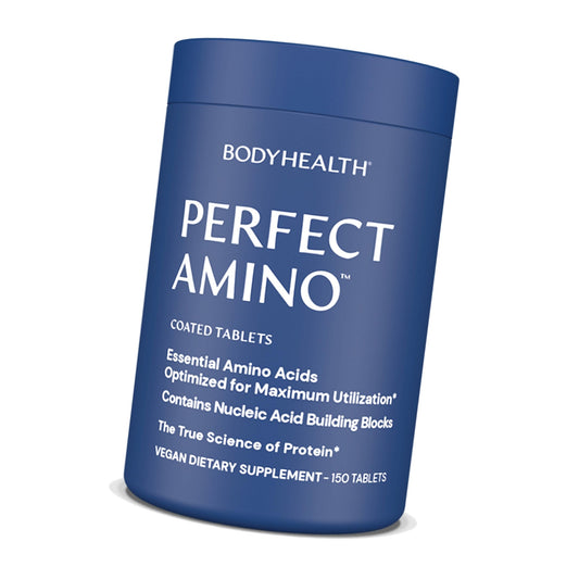 BodyHealth PerfectAmino (150 ct) Easy to Swallow Tablets, Essential Amino Acids Supplement with BCAAs, Vegan Protein for Pre/Post Workout & Muscle Recovery with Lysine, Tryptophan, Leucine, Methionine