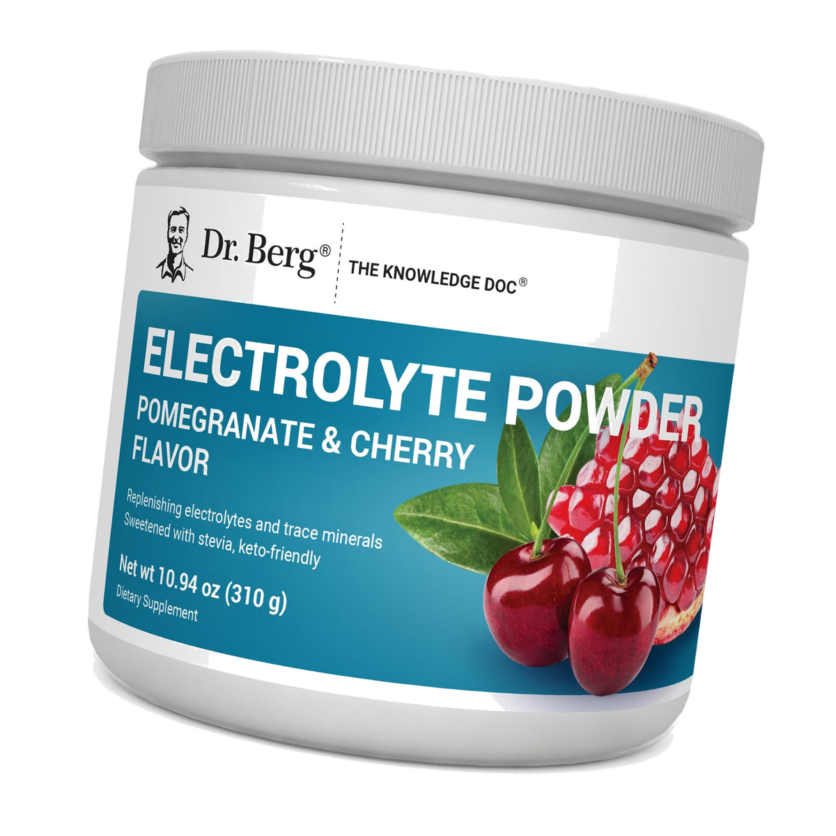 Dr. Berg Zero Sugar Hydration Keto Electrolyte Powder - Enhanced w/ 1000 mg of Potassium & Real Pink Himalayan Salt (NOT Table Salt) - Pomegranate and Cherry Hydration Drink Supplement - 50 Servings