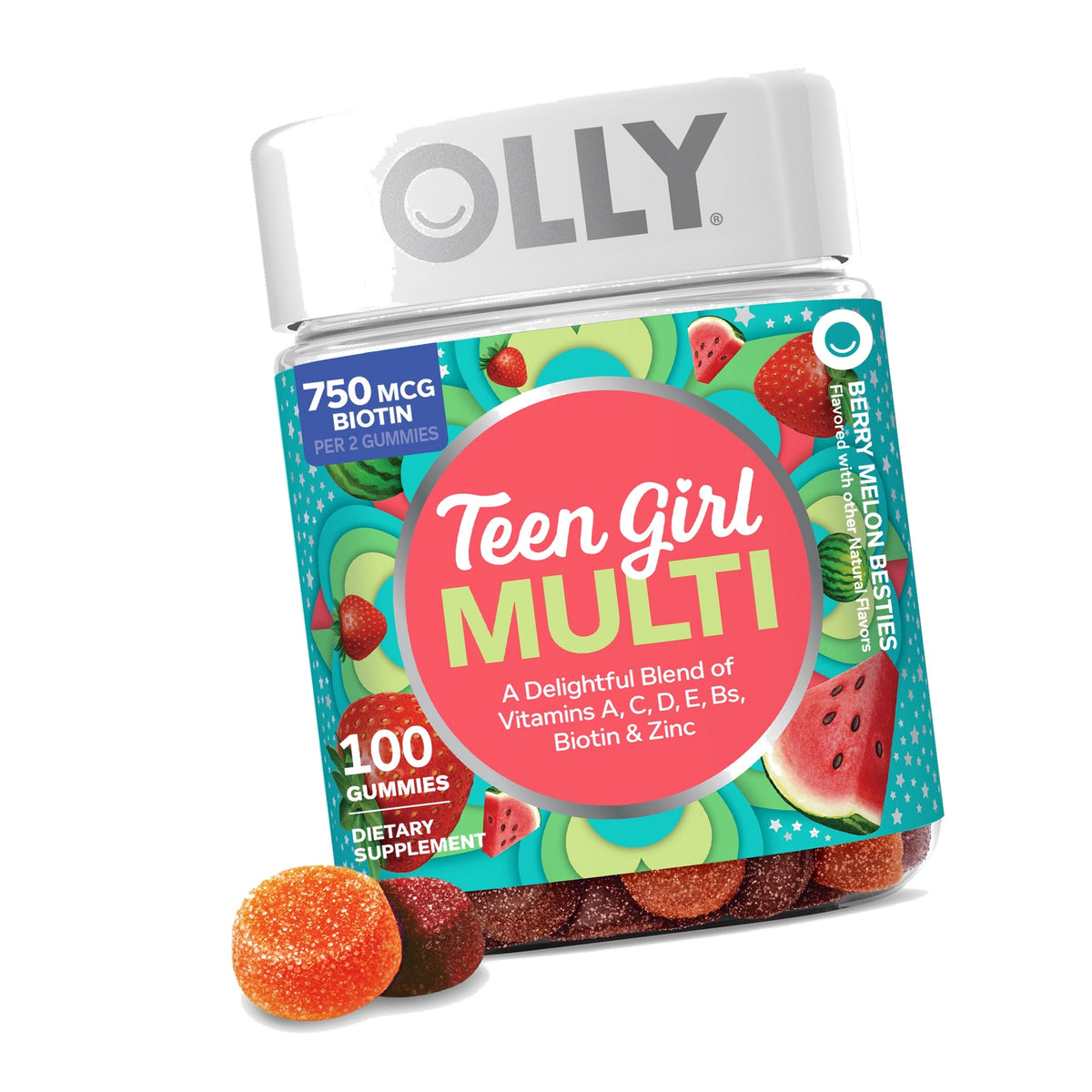 OLLY Teen Girl Multi Gummy, Healthy Skin and Immune Support*- 100 Count