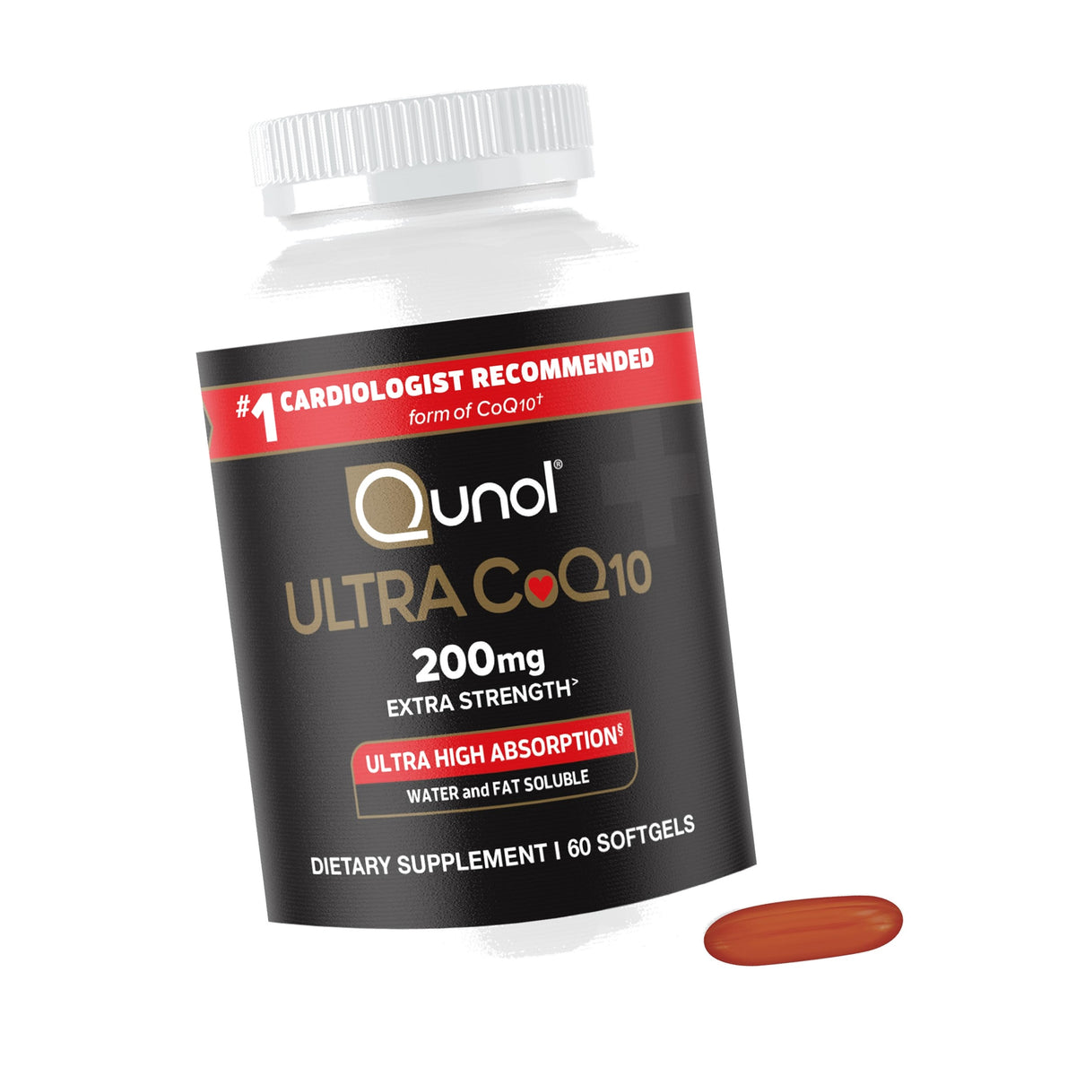 Qunol Ultra CoQ10 200mg, Ultra-High Absorption, Antioxidant, 60 Softgels