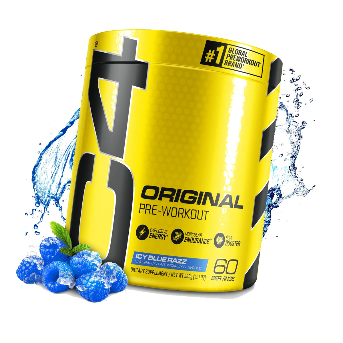 C4 Original Pre Workout with 150mg Caffeine, Icy Blue Razz, 60 Servings
