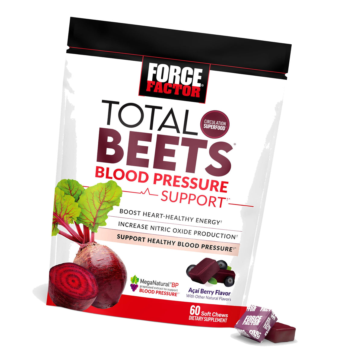 Force Factor Total Beets Blood Pressure Support Nitric Oxide Supplement