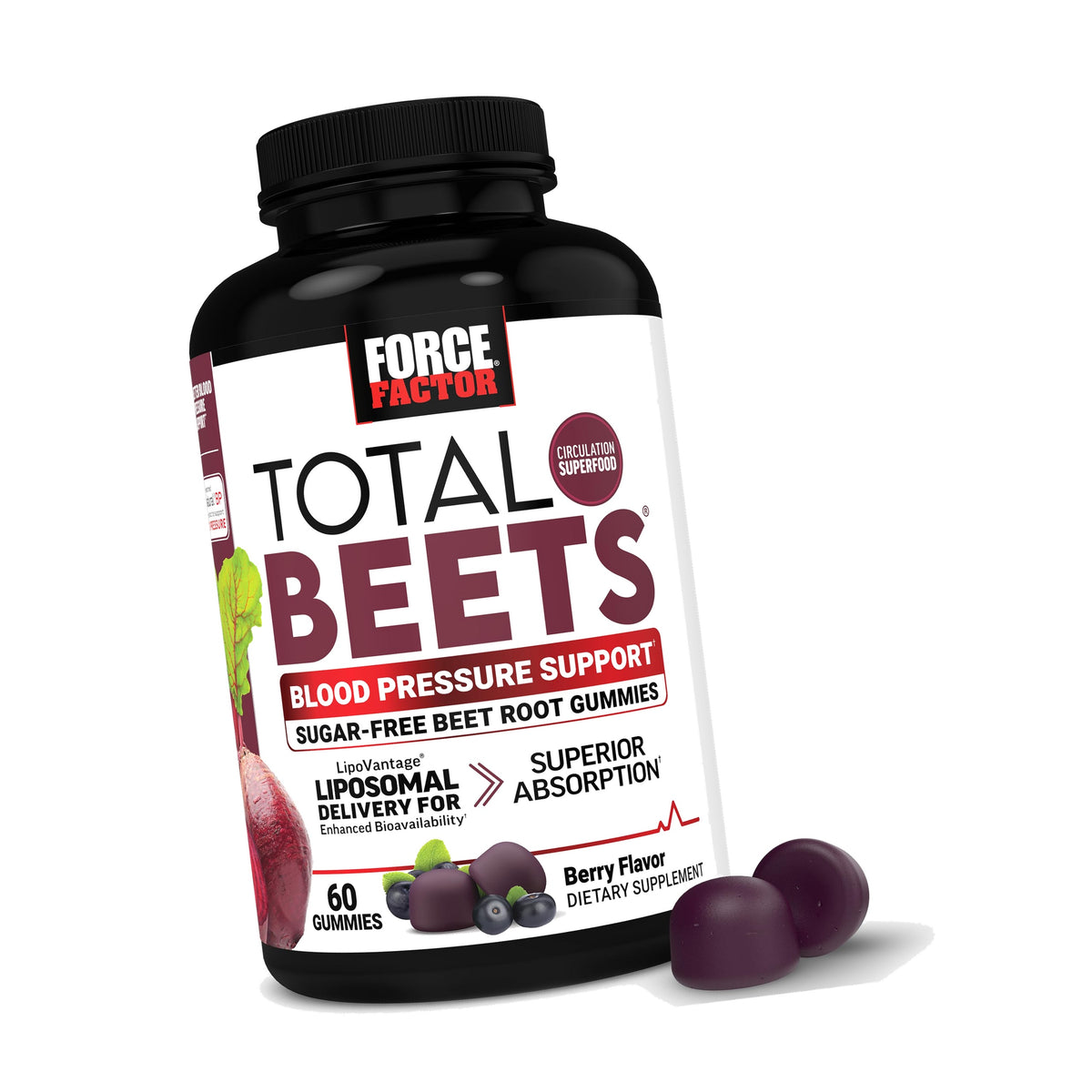 Force Factor Total Beets Gummies with Beet Root Powder, Sugar Free
