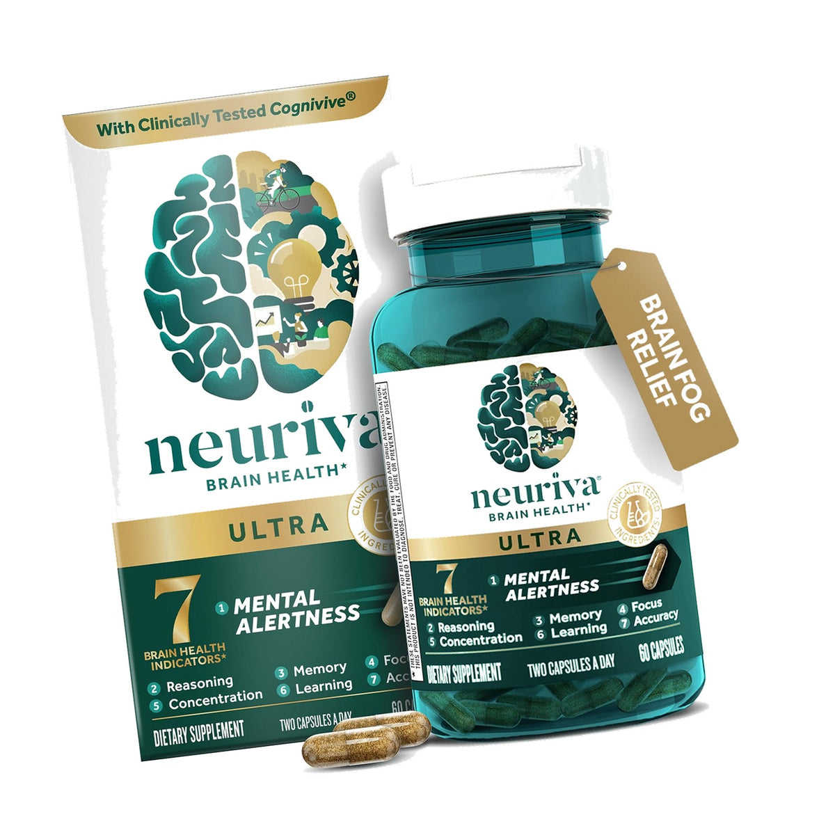 NEURIVA Ultra Brain Supplement - 60 Count Capsules
