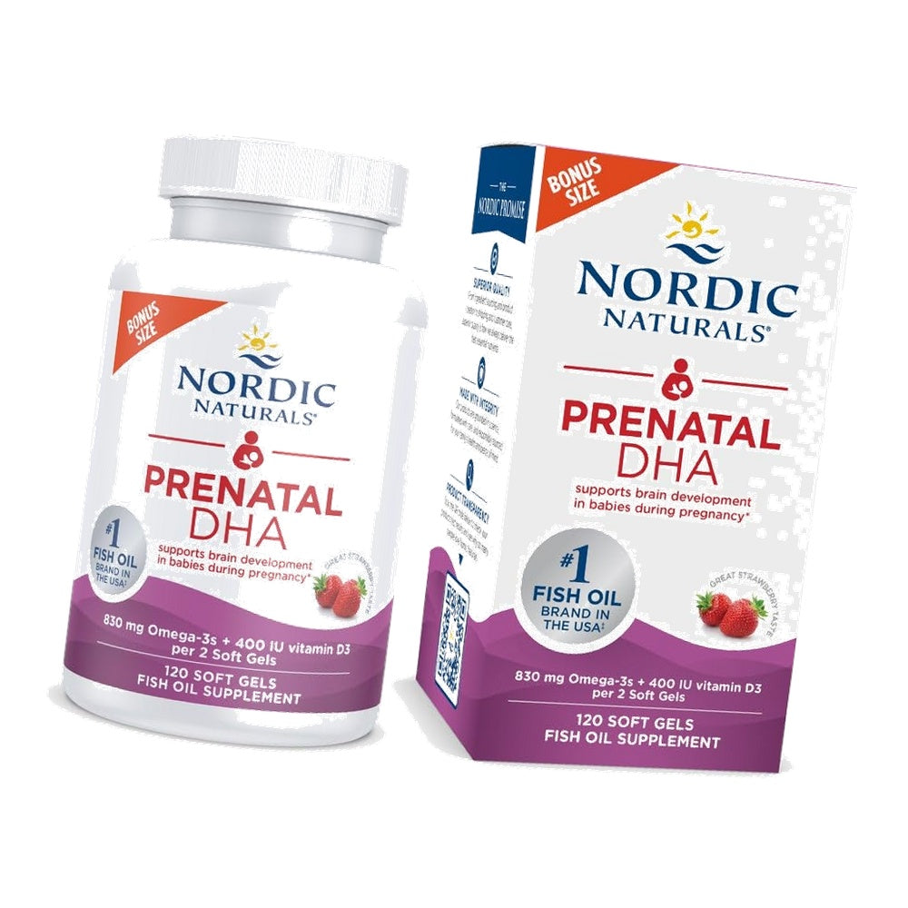 Nordic Naturals Prenatal DHA, Omega-3 + Vitamin D3, Strawberry - 120 Count