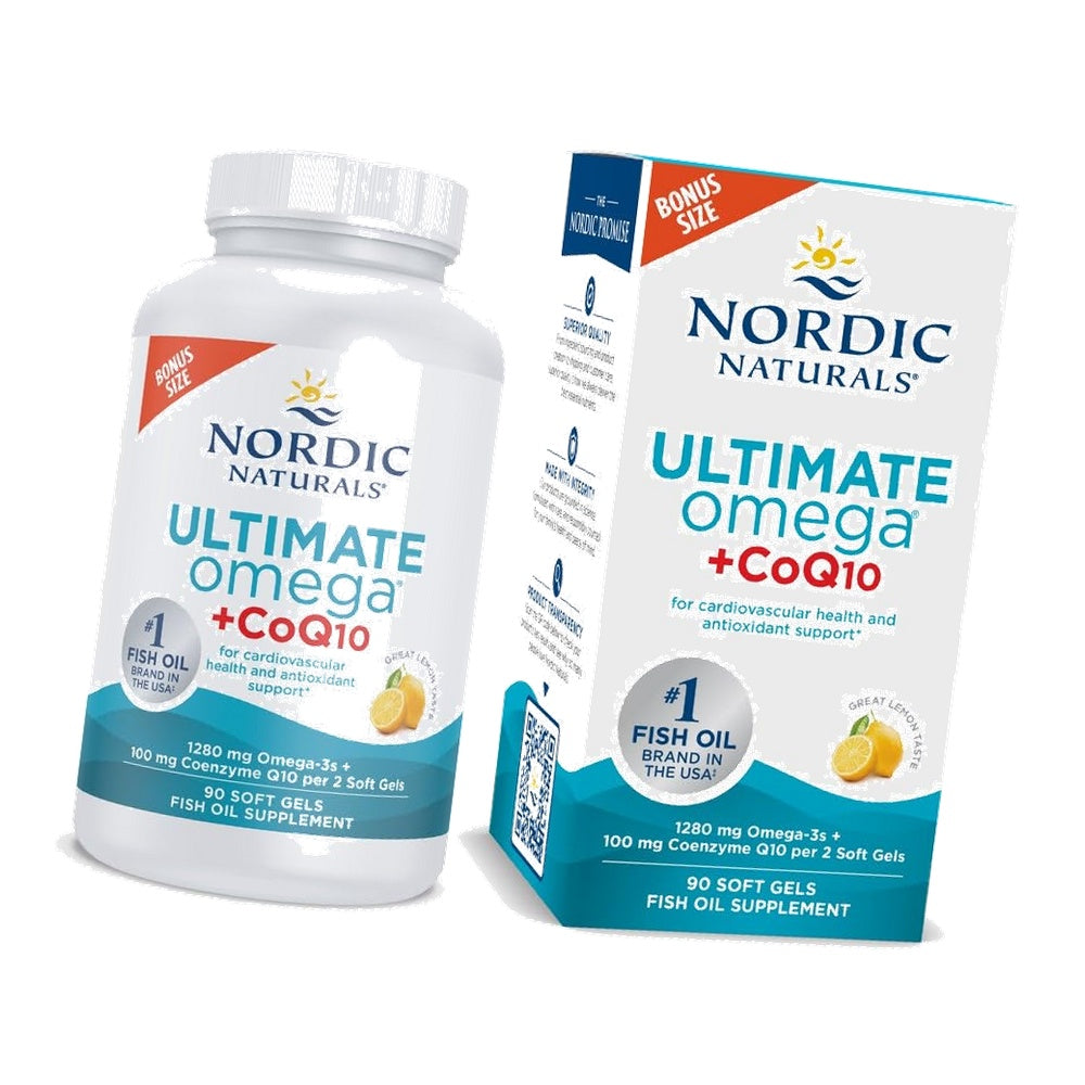 Nordic Naturals Ultimate Omega + CoQ10, 1280mg/100mg, Lemon Flavor - 90 Count