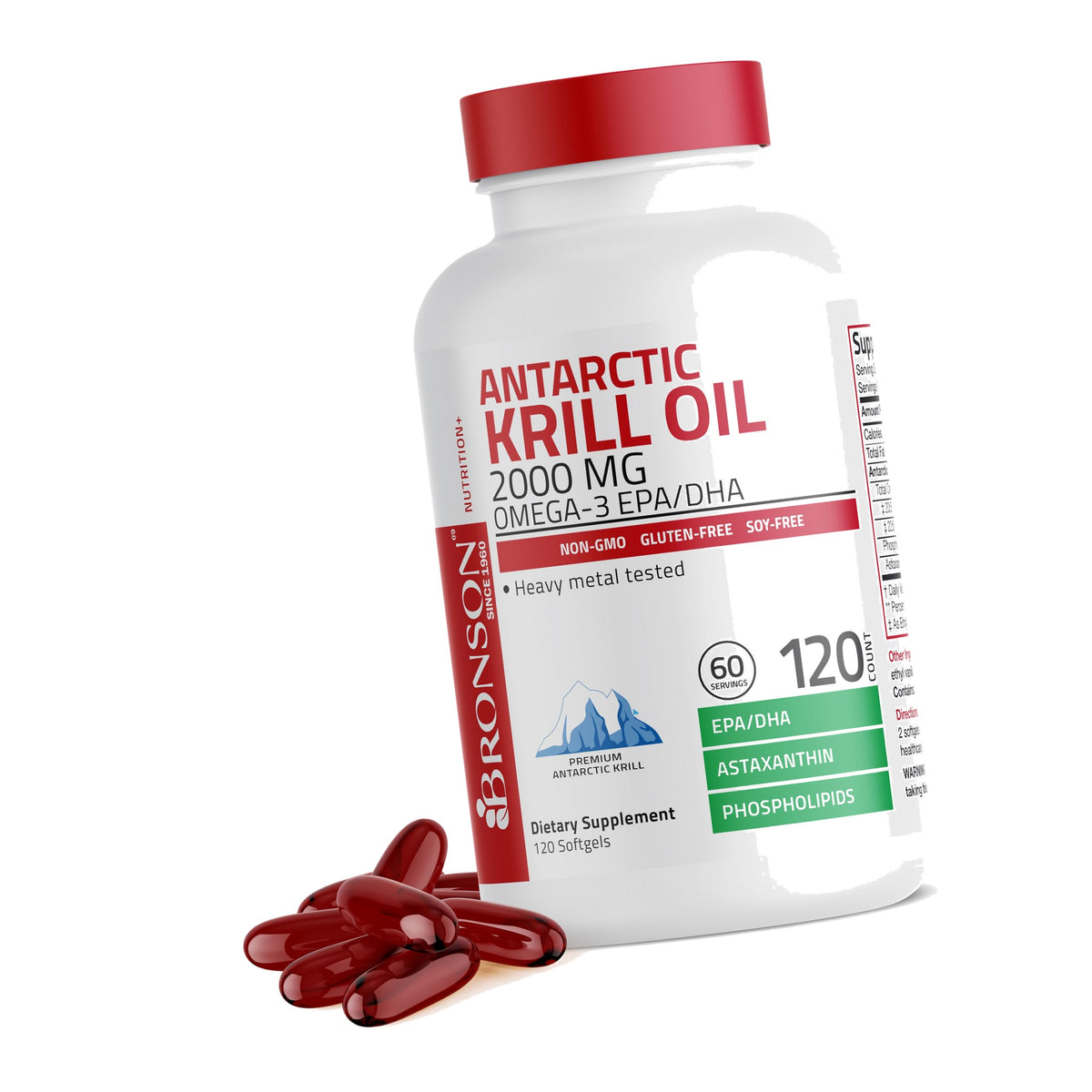 Bronson Antarctic Krill Oil 2000 mg with Omega-3s, 120 Softgels