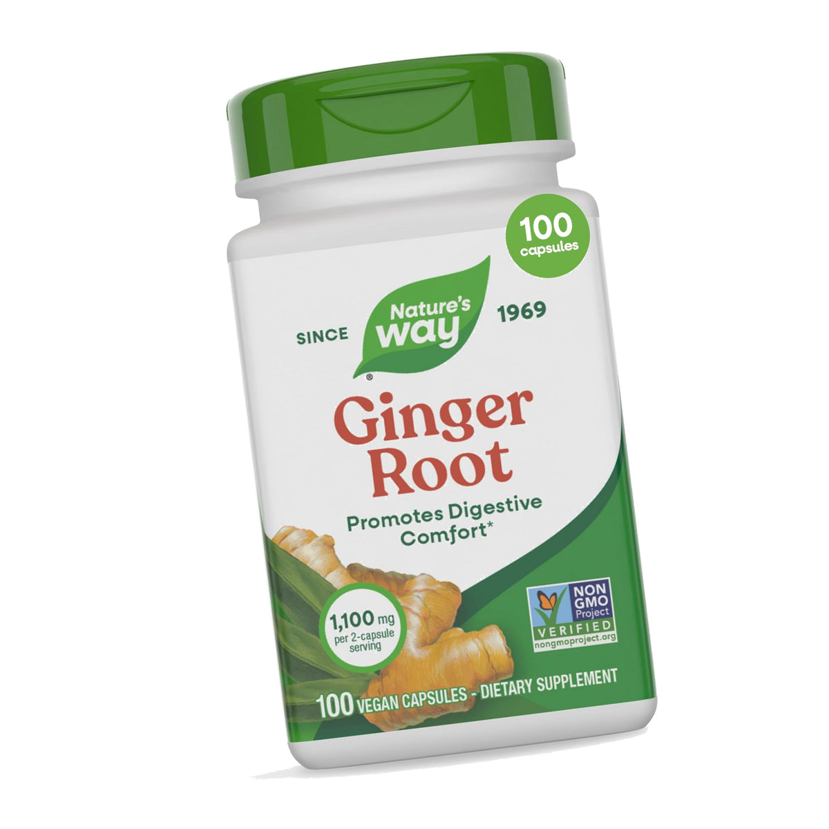 Nature's Way Ginger Root Capsules,1,100 mg per Serving, Vegan, 100 ct