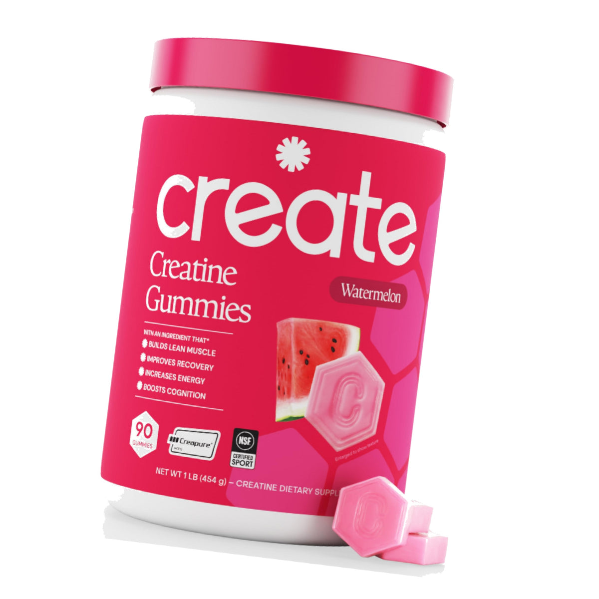 Create Creatine Monohydrate Gummies for Women and Men, Watermelon, 90ct