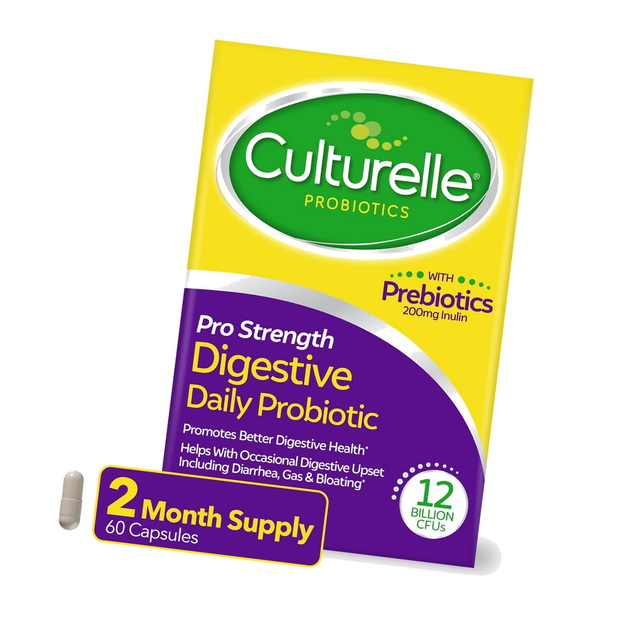Culturelle Pro Strength Probiotics for Digestive Gut Health*, 12B CFU, 60ct