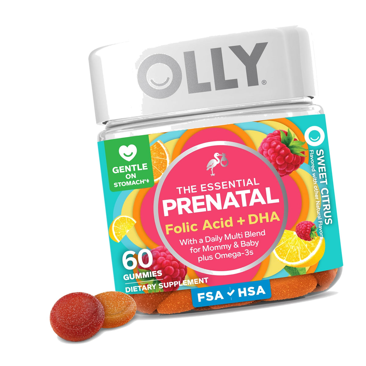 OLLY Prenatal Multivitamin Gummy, Daily Blend for Mommy & Baby - 60 Count