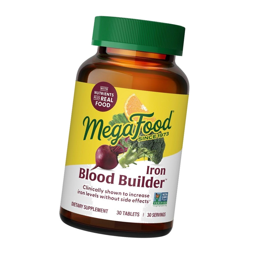 MegaFood Blood Builder Iron Supplement, Energy Support, Vegan, 30 Tablets