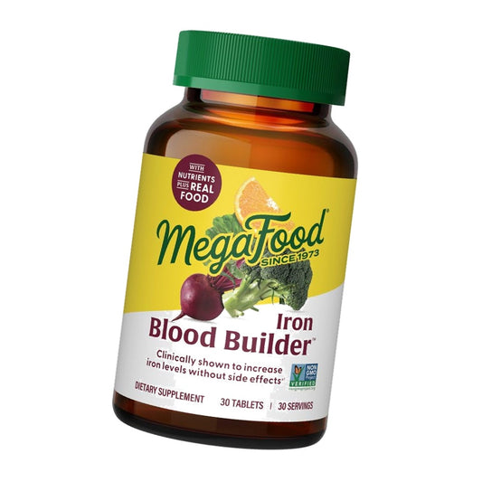 MegaFood Blood Builder Iron Supplement, Energy Support, Vegan, 30 Tablets