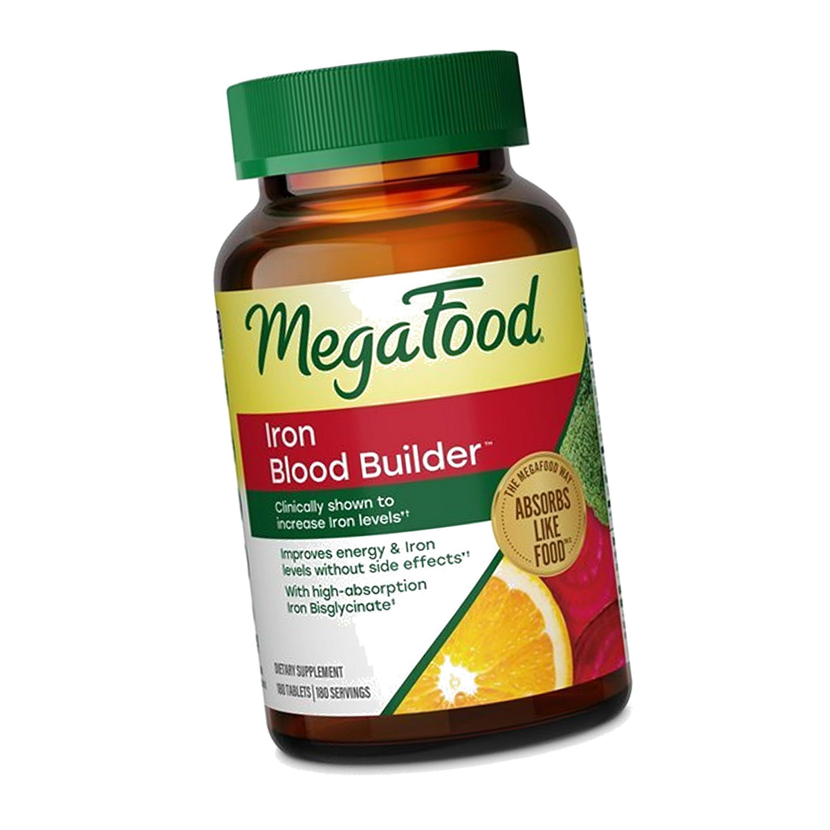 MegaFood Blood Builder Iron Supplement, Energy Support, Vegan, 180 Tablets
