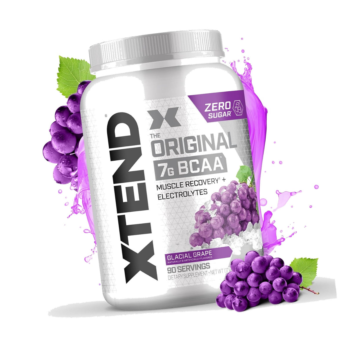 Xtend Original BCAA Powder with Zero Sugar, Glacial Grape, 90 Servings