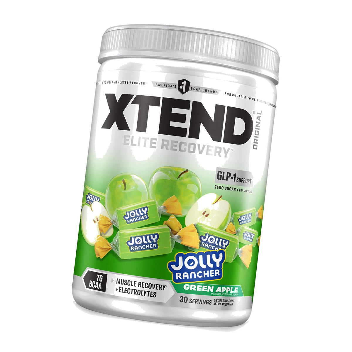 Xtend Original BCAA Powder, Zero Sugar, Jolly Rancher Green Apple, 30 Serv