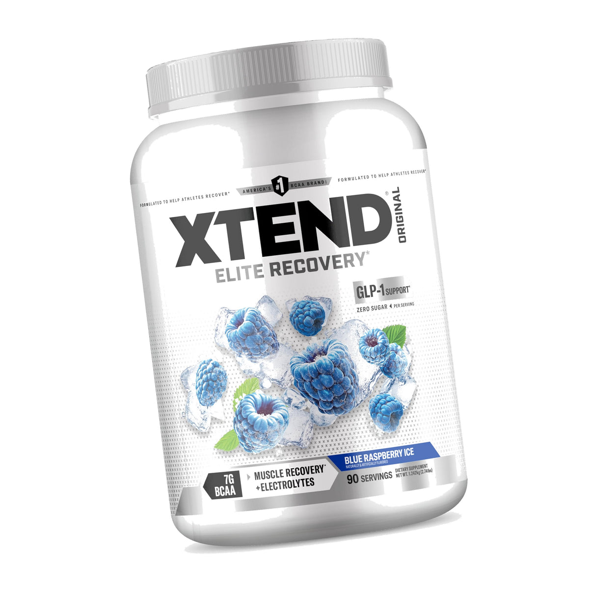 Xtend Original BCAA Powder with Zero Sugar, Blue Raspberry Ice, 90 Serv