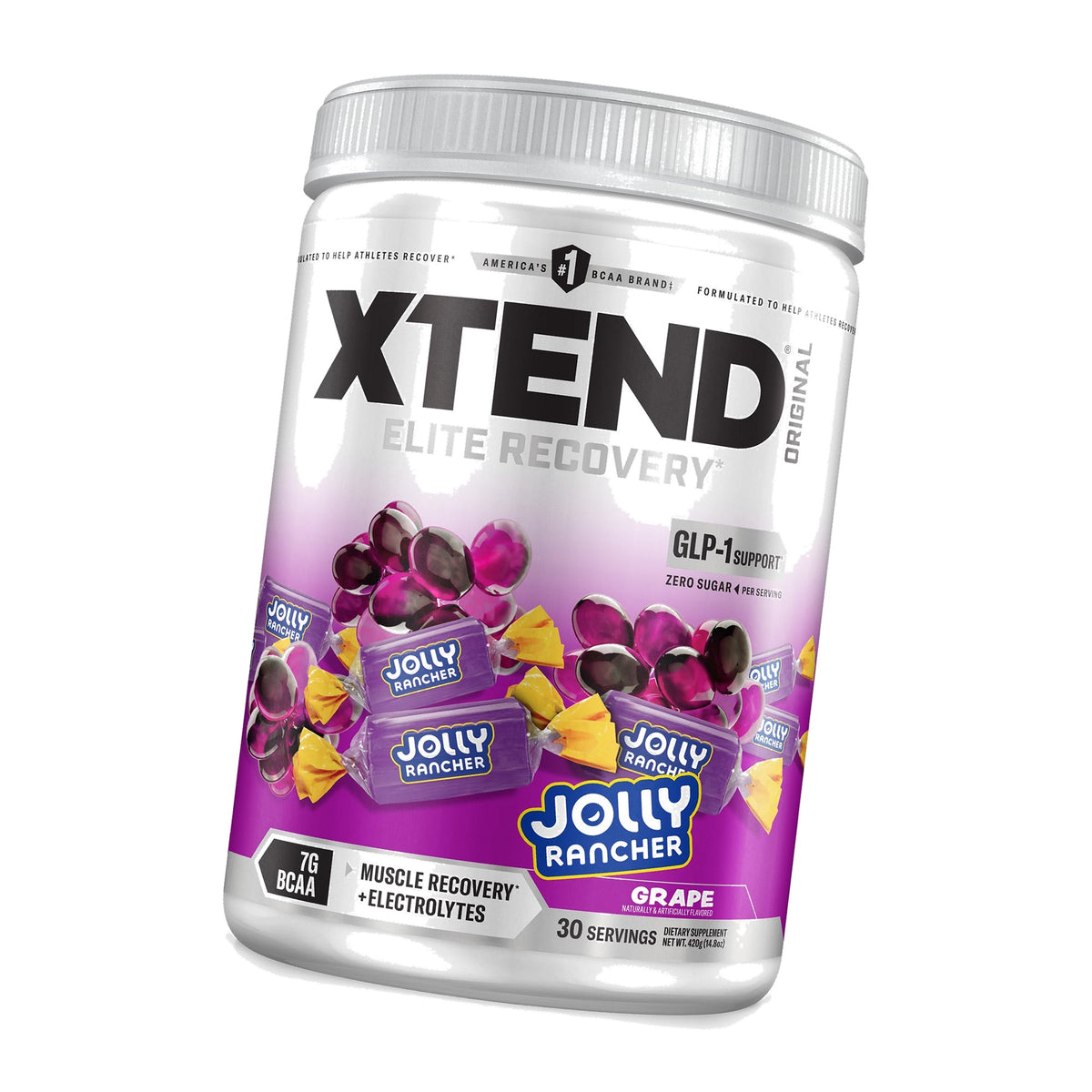 Xtend Original BCAA Powder with Zero Sugar, Jolly Rancher Grape, 30 Serv