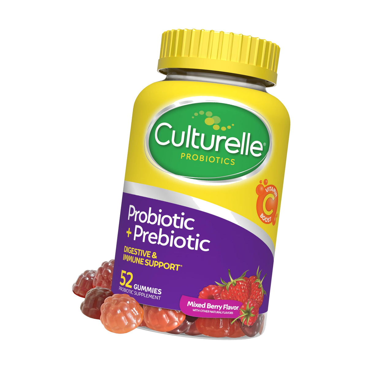 Culturelle Probiotic + Prebiotic Gummies for Women & Men, Mixed Berry 52 Ct