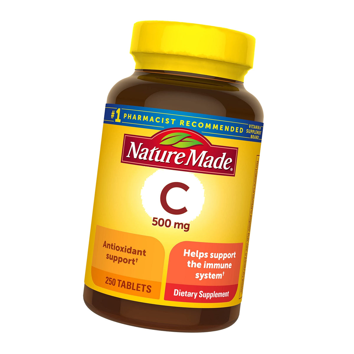 Nature Made Vitamin C 500 mg Caplets, 250 Count to Help Support the Immune System
