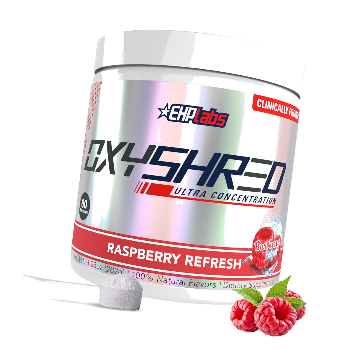 EHP Labs OxyShred Pre Workout Powder - Preworkout Powder with L Glutamine & Acetyl L Carnitine, Energy Boost Drink - Raspberry Refresh, 60 Servings