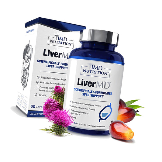 1MD Nutrition LiverMD - Liver Support Supplement | Siliphos Milk Thistle Extract & NAC - Supports Healthy Energy, Immunity & Overall Health - Liver Cleanse & Support | 60 Capsules
