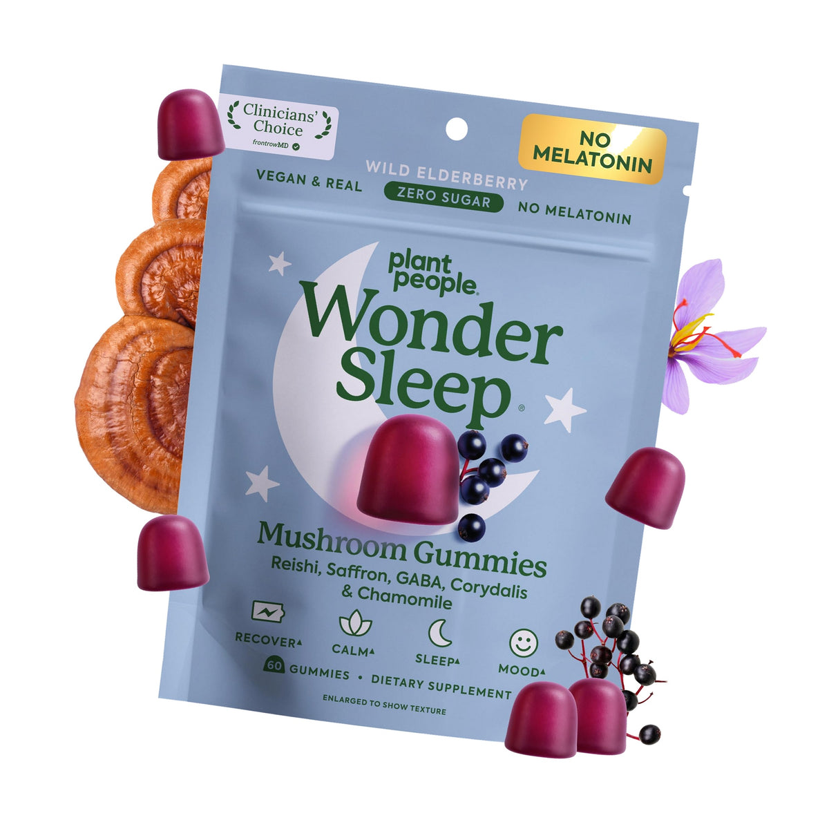 Plant People WonderSleep Mushroom Gummies Supplement for Sleep, 60ct