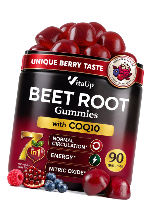Beet Root Gummies – Beetroot Gummies with CoQ10, Grape Seed, Vitamin C, B12 & B3 – Beets Gummies for Circulation Support – Beet Supplement for Energy & Immune Support – 90 Beets Chews