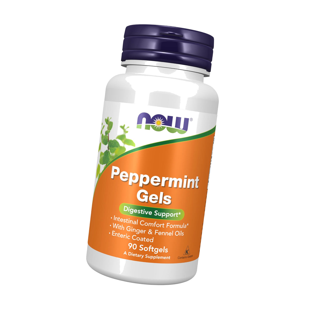 NOW Supplements, Peppermint Gels with Ginger & Fennel Oils, 90 Softgels